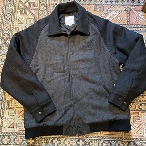 I Love Ugly- RAGLAN VARSITY JACKET - CHARCOAL- NWT